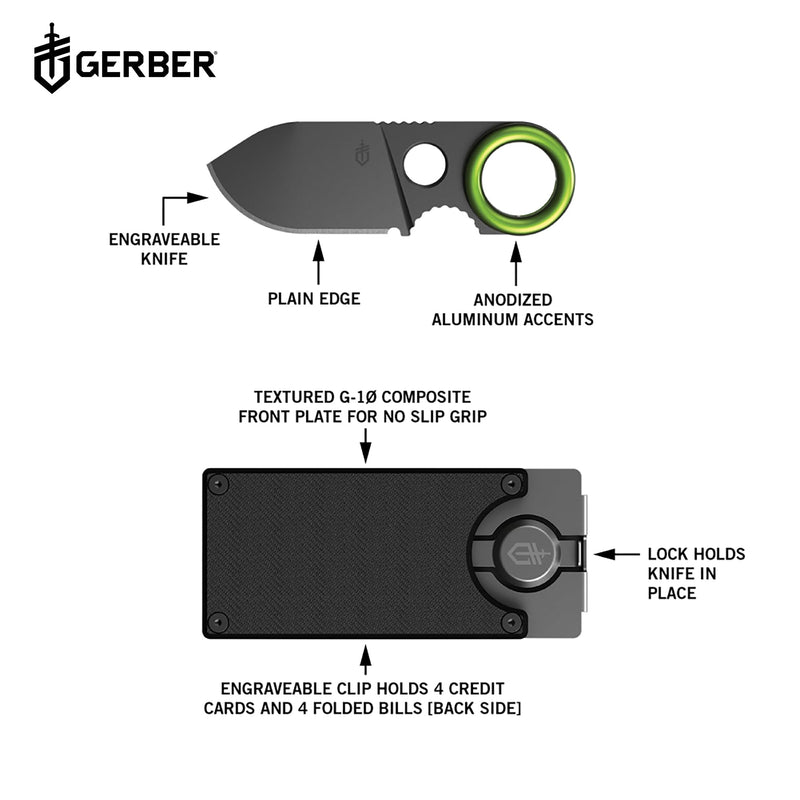 Gerber Gear Money Clip with Pocket Knife - Stainless Steel Folding Blade for Camping & Hiking & EDC - Fathers Day Dad Gifts, Gifts for Men
