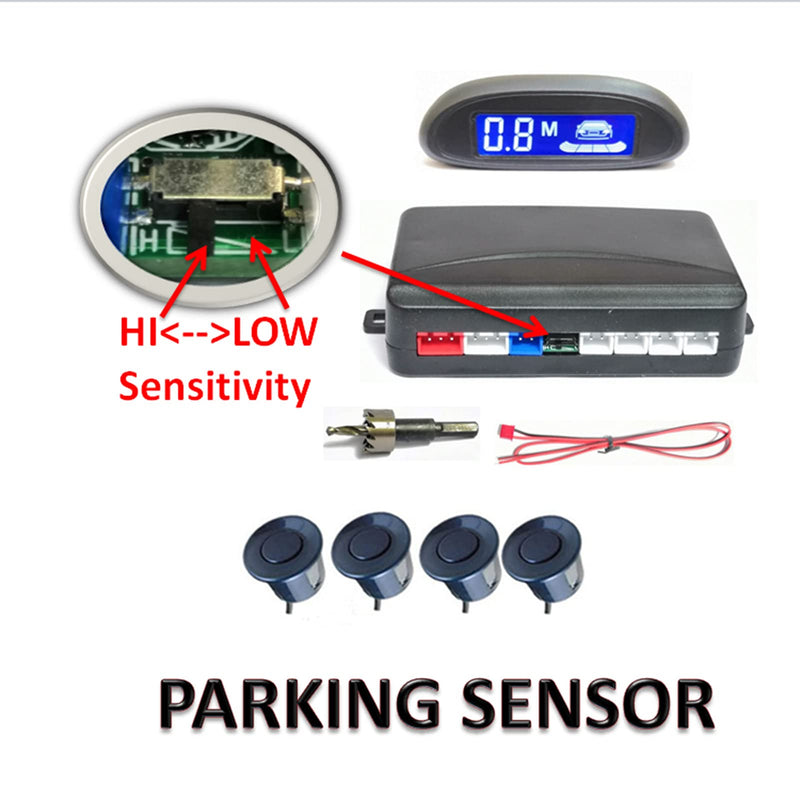 Shkalacar Car Reverse Backup Parking Sensor Radar System, Car Auto Vehicle Reverse with 4 Parking Sensors kit Adjustable Sensitivity, LCD Display Reversing Radar Sound Alert