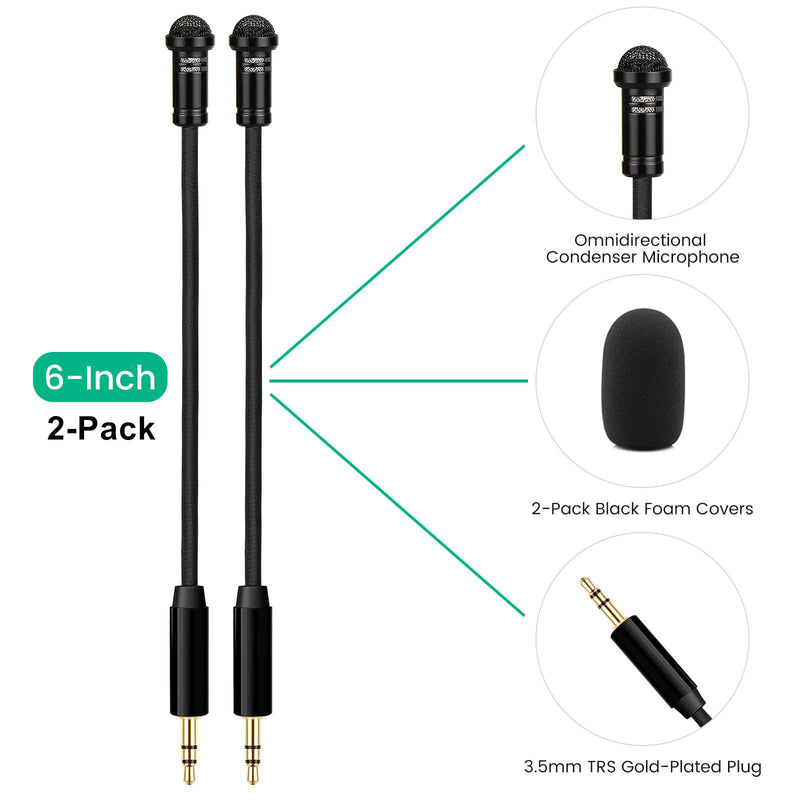 2-Pack Handheld Lavalier Microphone Compatible with DJI Mic 2 / Mic 1 Wireless Microphone System Transmitters for Interview - 3.5mm Gooseneck Omnidirectional Lapel Lav Mic Holder