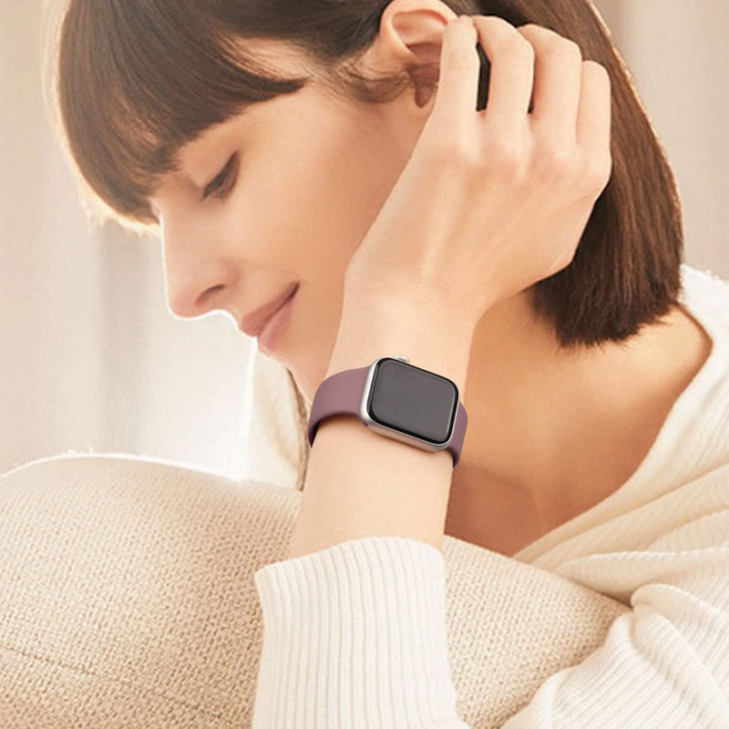 Vancle Band Compatible with Apple Watch Bands 40mm 38mm 41mm 44mm 45mm 42mm 49mm Women Men, Soft Waterproof Replacement Sport Silicone Strap for iWatch Bands Series 10 9 8 7 6 5 4 3 2 1 SE Ultra Pink + Starlight + Smoky Purple + Milk Tea