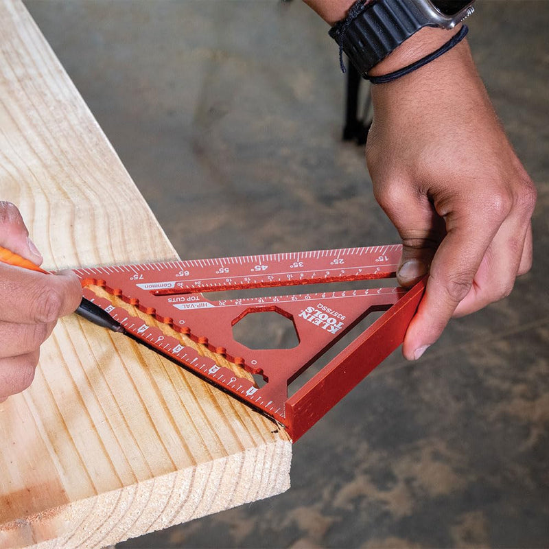 Klein Tools 935SQVP 7-Inch Rafter and 16 x 24-Inch L-Shaped Framing Square Set, Double Laser Etched Aluminum, Multi-Functional Carpenter Layout Tool for Woodworking Rafter and Framing Square Set