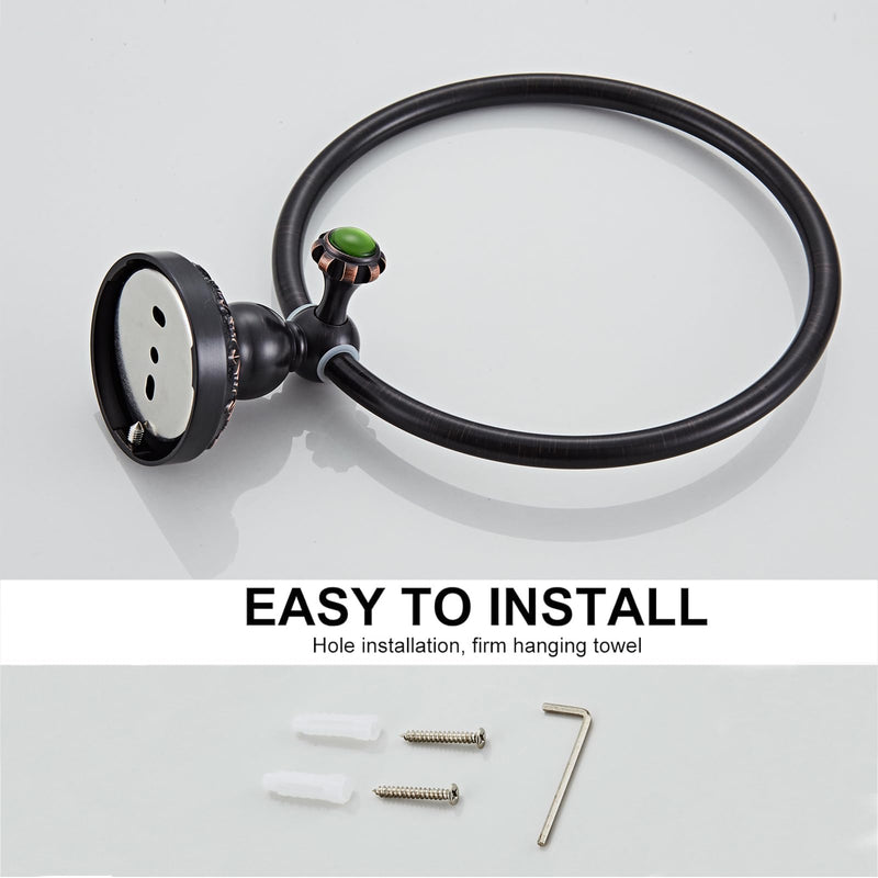 Towel Racks for Bathroom, NEWRAIN Wall Mounted Towel Ring Solid Brass, Oil Rubbed Bronze Hand Towel Holder Heavy Duty Towel Hanger for Bath,Kitchen