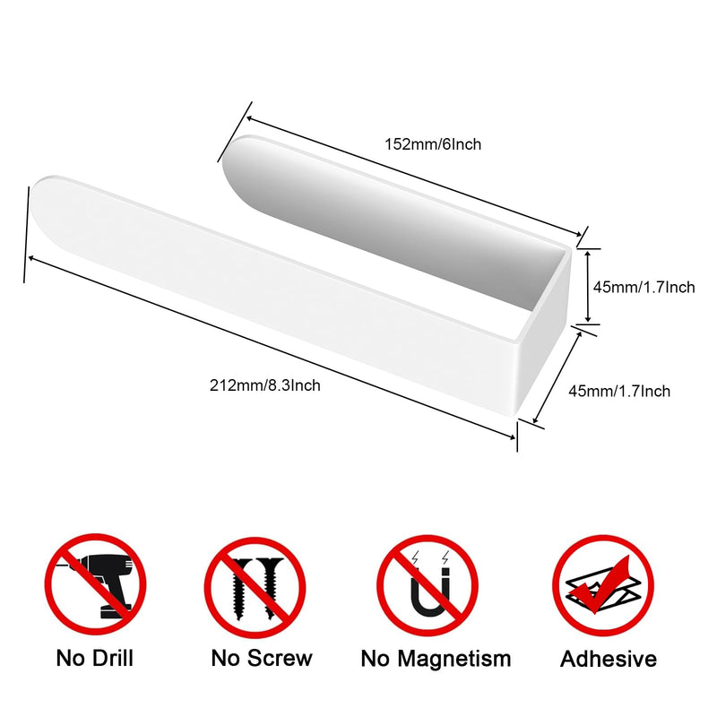 HUFEEOH 2 Pack Adhesive Hand Towel Holder, Kitchen Towel Rack Towel Bars Wall Mounted, Stainless Steel Bath Towel Hanger for Bathroom Hotel Kitchen (White, 8 Inch(2PC)) White 8 Inch (2PC)
