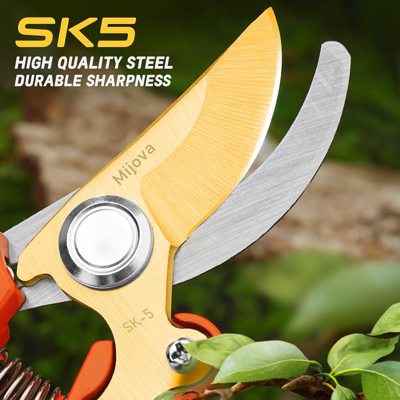 Garden Pruners, Heavy Duty Garden Clippers,Pruning Shears with Adjustable Thumb Lock,Hand Gardening Tools Pruners,Stainless Steel Sharp Gardening Scissors (MJ003)