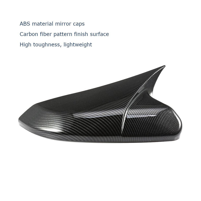 Side Door Mirror Caps Covers Compatible with Honda Civic 2016-2021 10th Generation Sedan Coupe Hatchback (Horn Style, Carbon Fiber Pattern) Horn Style