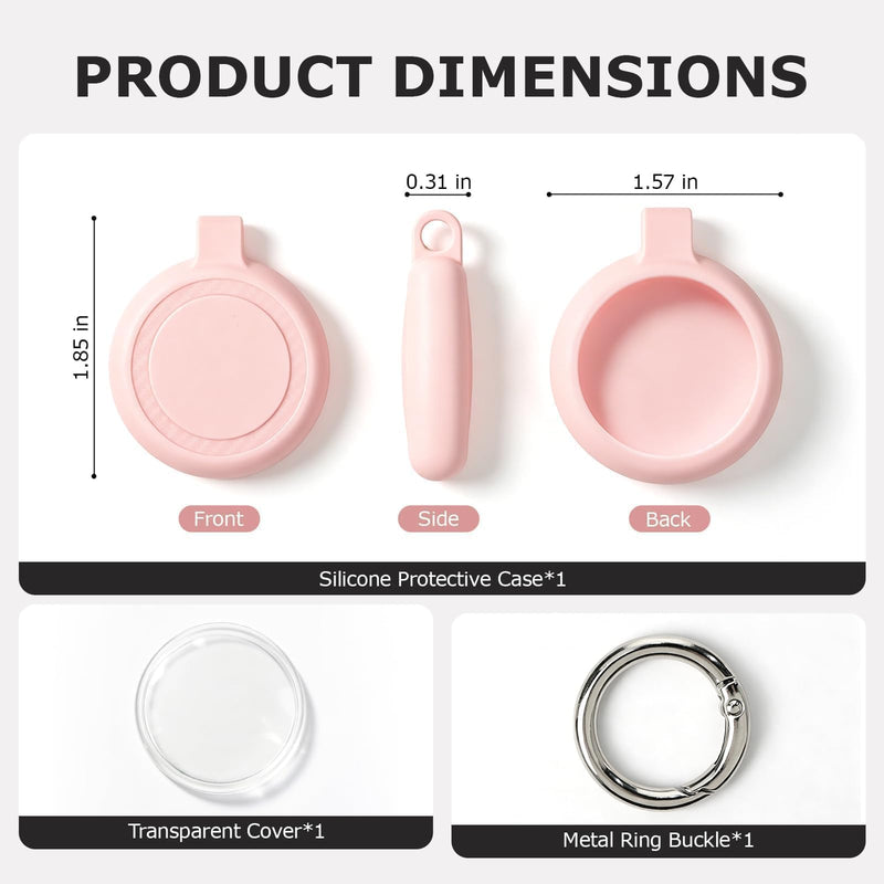 Clear TPU Case for AirTag 2nd & 1st Gen, Keychain Holder, Pink | Soft TPU, Clear Protective Cover, Anti-Scratch, Lightweight Keychain Holder for Keys, Luggage, Backpacks, Pet Collars B1-Pink