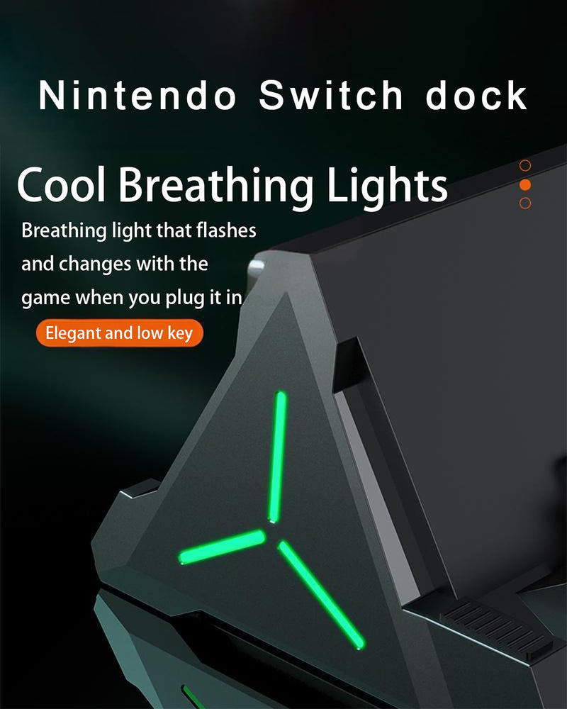 Charging Dock for Nintendo Switch and Switch OLED, Portable TV Dock with 4 K HDMI and USB-C PD Power Station with USB 3.0 Ports, 4-Slot Game Card Holder Base for Official Nintendo Switch