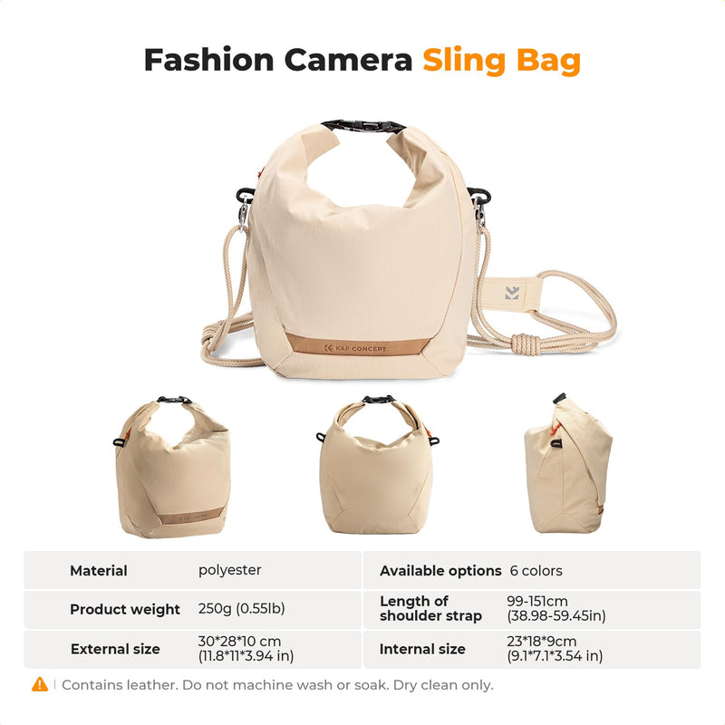 K&F CONCEPT Camera Sling Bag Small Compact Case | Cute Soft Camera Pouch, Handbag, for Urban Street Photography, BS05 02-Beige