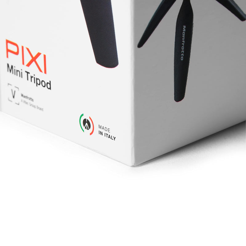 Manfrotto MTPIXIMII-B, PIXI Mini Tripod with Handgrip for Compact System Cameras, for DSLR, Mirrorless, Video, Made in Italy, Technopolymer and Aluminum, Black PIXI Mini Made in Italy
