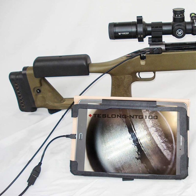 Teslong Rifle Borescope, Bore Camera Gun Cleaning Camera - Fits .20 Caliber & Larger-Hunting Shooting Firearms Visual Barrel Inspection Tool w/3 Right-Angle Mirrors and Carrying Case(45inch-Flexible)