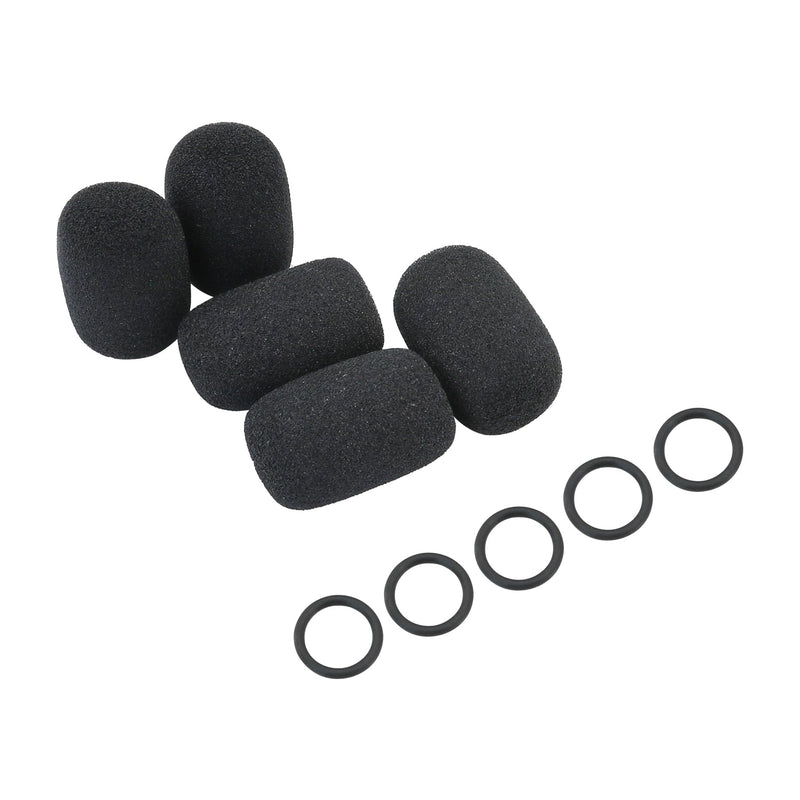 Headset Microphone Foam Covers Windscreen Replacement for Tactical Communication Headset Boom Mic (5 Pack & O-Rings)