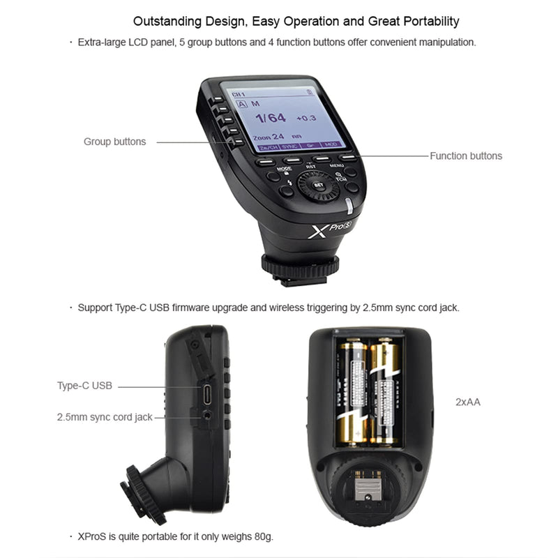 Godox Wireless Flash Trigger Transmitter - XPro-C Compatible with Canon Cameras,E-TTL 2.4G High-Speed Sync,1/8000s HSS 01-99 Wireless ID,LCD Screen,5 Dedicated Group 11 Customizable Functions