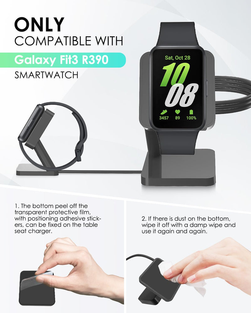Charger Dock for Samsung Galaxy Fit 3, Magnetic Charging Stand Base with 3.3 Feet Charger Cable, Portable Charge Station Only Compatible with Galaxy Fit 3 Smartwatch