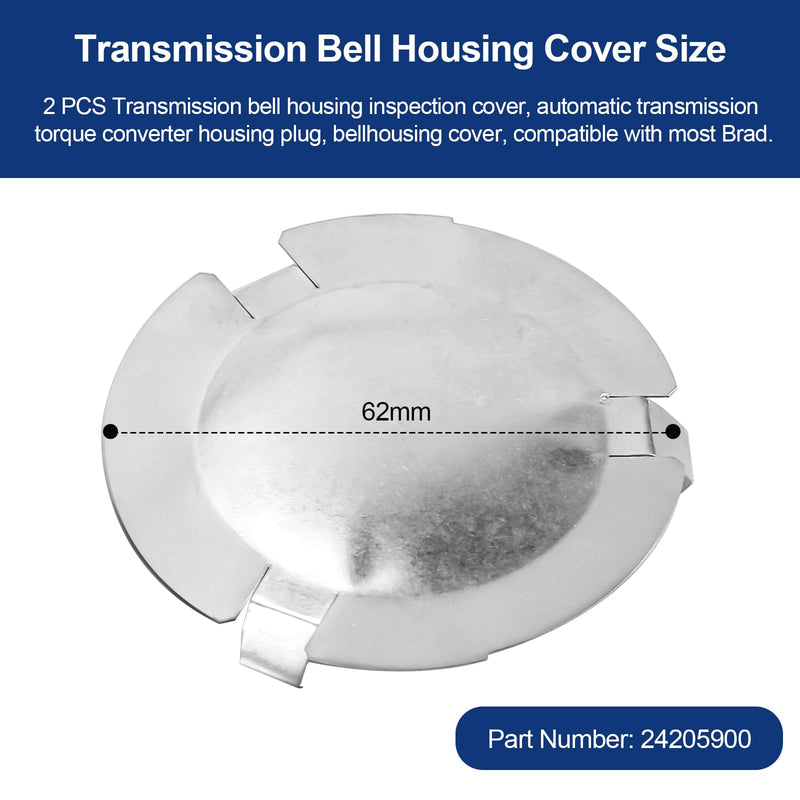 24205900 Transmission Bell Housing Inspection Cover, 62MM Transmission Cap with 3 Tabs, Automatic Transmission Torque Converter Housing Plug for Chevrolet,for GM,for GMC,for Buick,for Cadillac 2 Pack