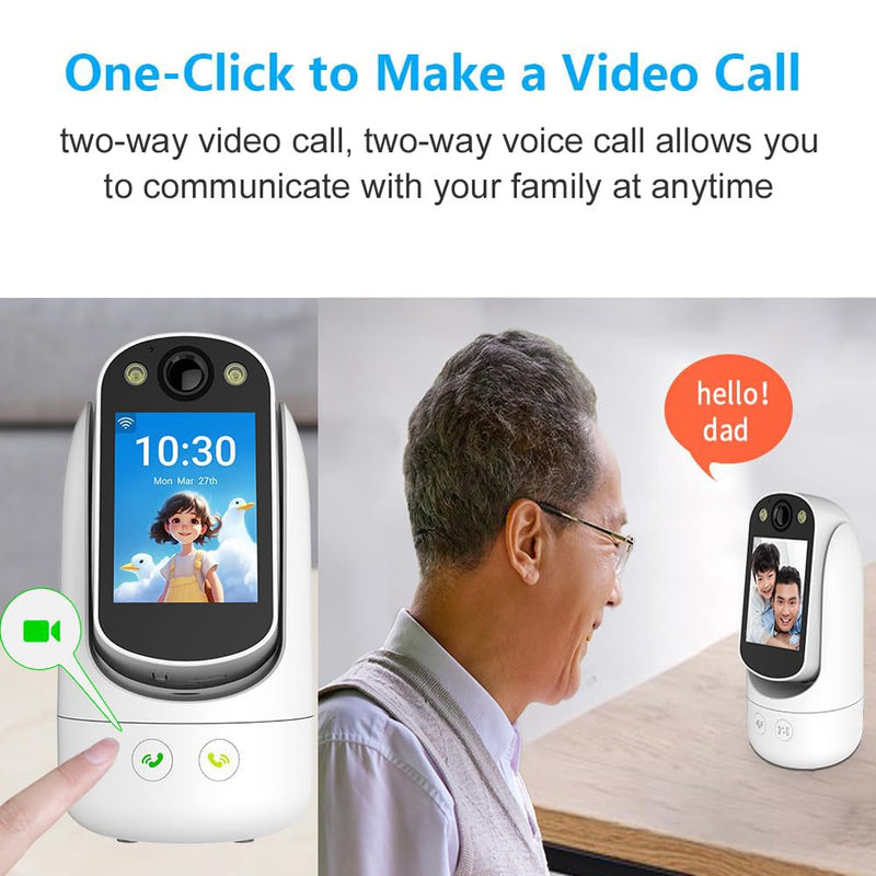 Video Call Security Camera Indoor, Nanny Camera Baby Camera Pet Camera,2-Way Video Call,2-Way Audio, 360°Pan/Tilt WiFi Camera for Home Security, Motion Tracking, 1080P 2.8 inch HD Screen,Night Vision White B