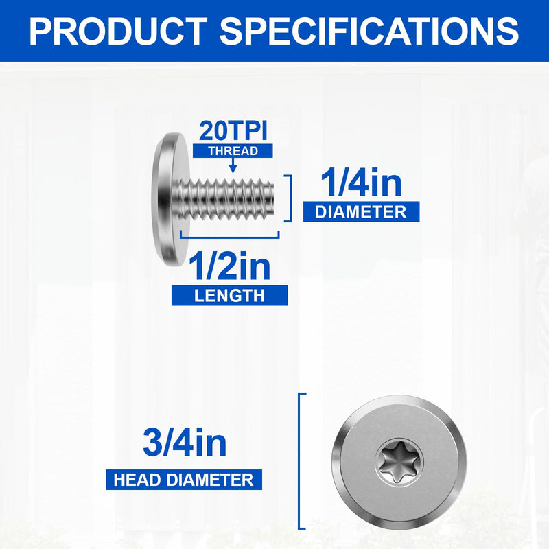 FMhotu Combo Sidewalk Screws Bolts, 304 Stainless Steel Hurricane Shutter Hardware Rust-Resistant Durable Truss Head Shutter Screws for Hurricane Shutters Panel Machinery 1/4" X 1/2", 100-Pack Bolt Combo: 1/4" x 1/2"