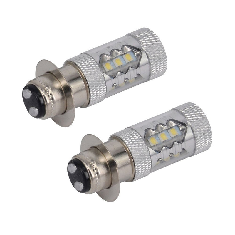 2Pcs 80W Super White LED Bulbs P15D H6M for ATVS YFM350 400 450 660 700 Raptor Blaster 200 350 YFZ 450 TRX 400EX LTZ400