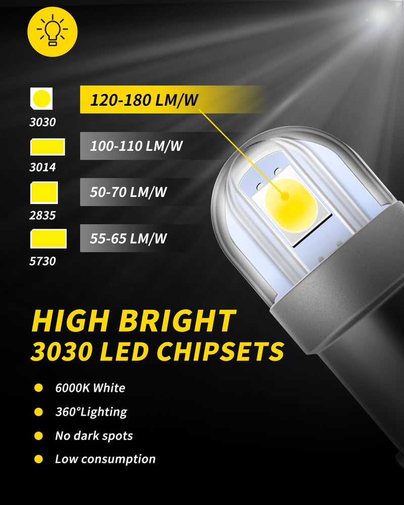 AUXLIGHT BA9S BA9 1895 1891 53 57 64111 3893 47830 Error Free LED Bulb, Super Bright 3030-SMD Interior Car Bulbs Replacemet for Dome Map License Plate Glove Box Lights (6000K White, Pack of 10) 6000K Xenon White