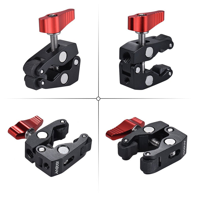 Andoer 2-Pack Crab Pliers Clip Super Clamp 1/4 & 3/8 Threaded for DSLR Rig LCD Monitor Studio Light Camera Magic Arm Photo Studio Accessory