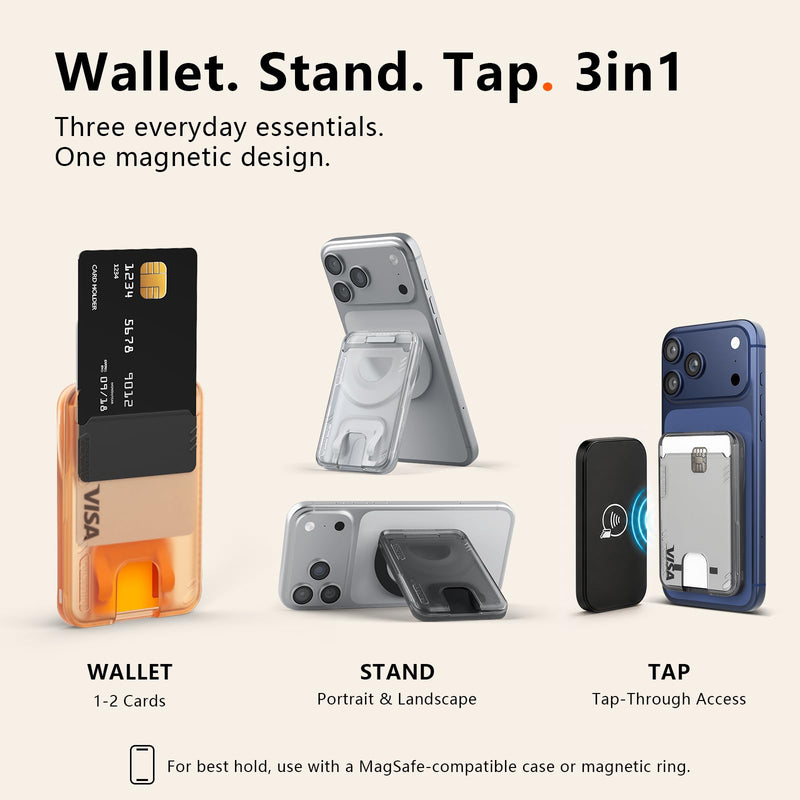 Nillkin MagSafe Wallet with Stand, Strong Magnetic Phone Card Holder, Tap-Through Access, Camera-Friendly Open Design, Adjustable Kickstand for iPhone 17/16/15/14/13/12 Series & MagSafe Cases, Black