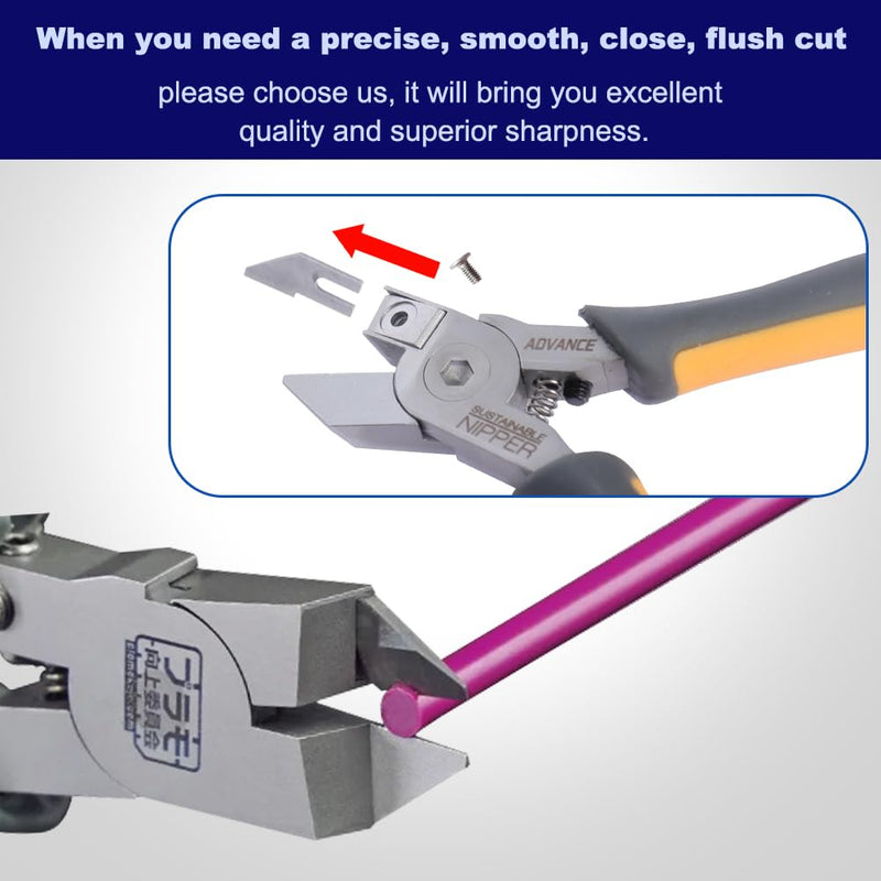 Model Nippers - Model Tools for Plastic Runner, Ultra-thin Single-edged Non-slip Grip,5.1 Inch Sharp Cutters for Model Building and Reusable (Replaceable Blades), PMKJ025 Model Nipper