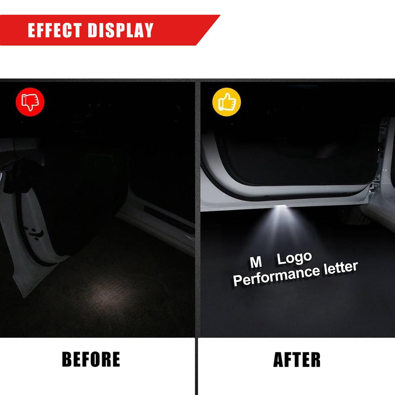 Reanna 2pcs Car Door Lights Logo,LED Door Logo Projector Compatible with 1/3/4/5/6/7, x1/x2/x3/x4/x5/x6/x7, M/328i/28i/530i/528i/e92, Welcome Lights Puddle Lights Shadow Ghost Lamp(M)