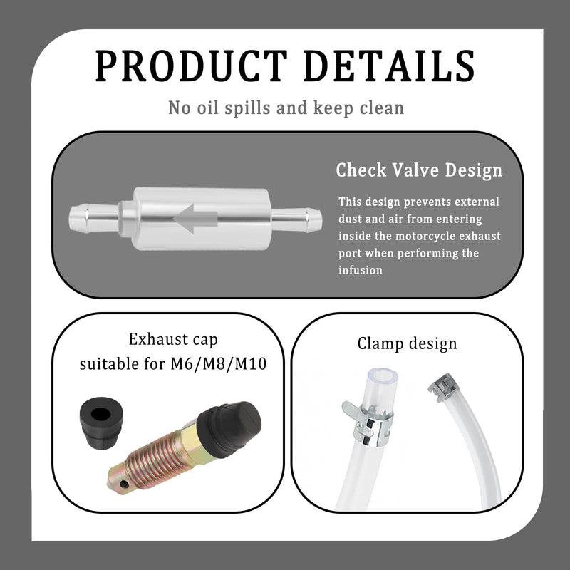 2Set Brake Bleeder Kit,Brake Fluid Bleeder Kit Includes 4PCS Brake Bleeder Hose,2PCS One Way Check Valve,Universal Break Bleeder Kit Car Accessories for Car Motorbike Bike
