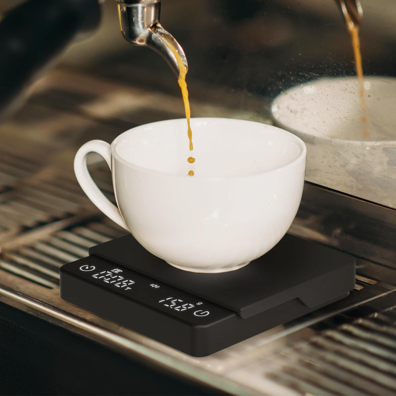 Mini Coffee Scale with Timer,Rechargeable Espresso Scale,2kg/0.1g Precision Scale for Espresso&Pour-Over Coffee,Portable Digital Kitchen Scale,Black