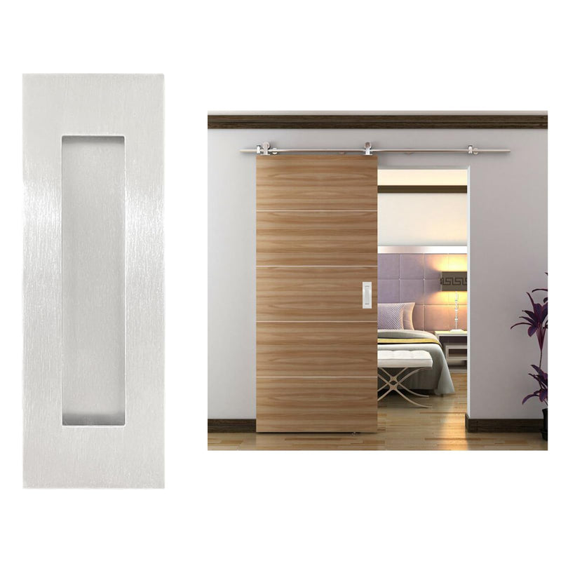 Recessed Finger Flush Pulls，Pocket Door Handles，for Sliding Barn Doors Handle, Bifold Doors Stainless Steel Rectangular Door Pulls Hardware (Silver, 6 Inch - 4p) Silver