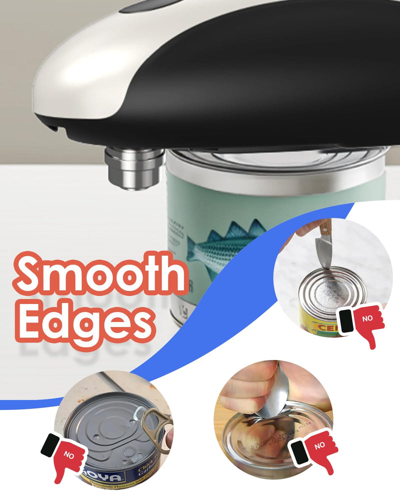 Rechargeable Electric Can Opener - One Touch Automatic, Hands Free Operation Easy Grip for Seniors & Arthritis, Works with All Cans - Cordless, No Sharp Edges Rechargeable