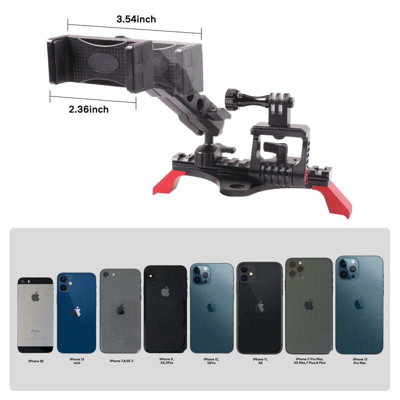 Phone & GoPro Holder-Slide Rail, Compatible with iPhone, Adjustable, Aluminum Alloy + ABS Material, Easy Installation Phone Holder - Adjustable