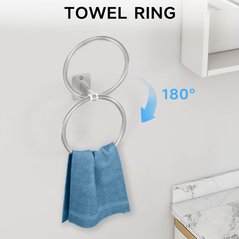 Brushed Nickel Bathroom Accessories Set, KLJKPA 4 Pieces Bathroom Hardware Set, 24 inch Towel Bar, Towel Racks for Bathroom, Robe Towel Hooks, Toilet Paper Holder Wall Mounted Brushed Nickel (4 Piece)