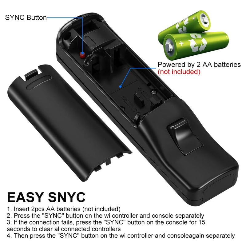 JYELUK Wii Controller,Wii Remote Controller 2 Pack, Black | Compatible with Nintendo Wii,with Wrist Strap and Case