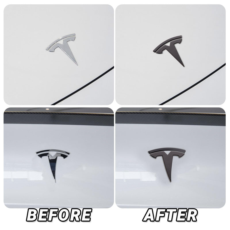 Nanaholy Model Y Accessories for Tesla Emblem Sticker 2PCS/Set 2024 2023 2022 2021 2020,Not Fit for New Model Y Juniper Version 2025 Logo Decal (Black) Black