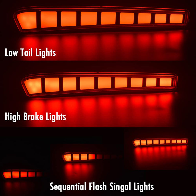Red LED Rear Bumper Reflectors Fog Brake Tail Light Sequential Turn Signal Lamps Accessories Kit For 2020 2021 2022 2023 Toyota Corolla L LE SE (Rear Fog Light) Rear Fog Light
