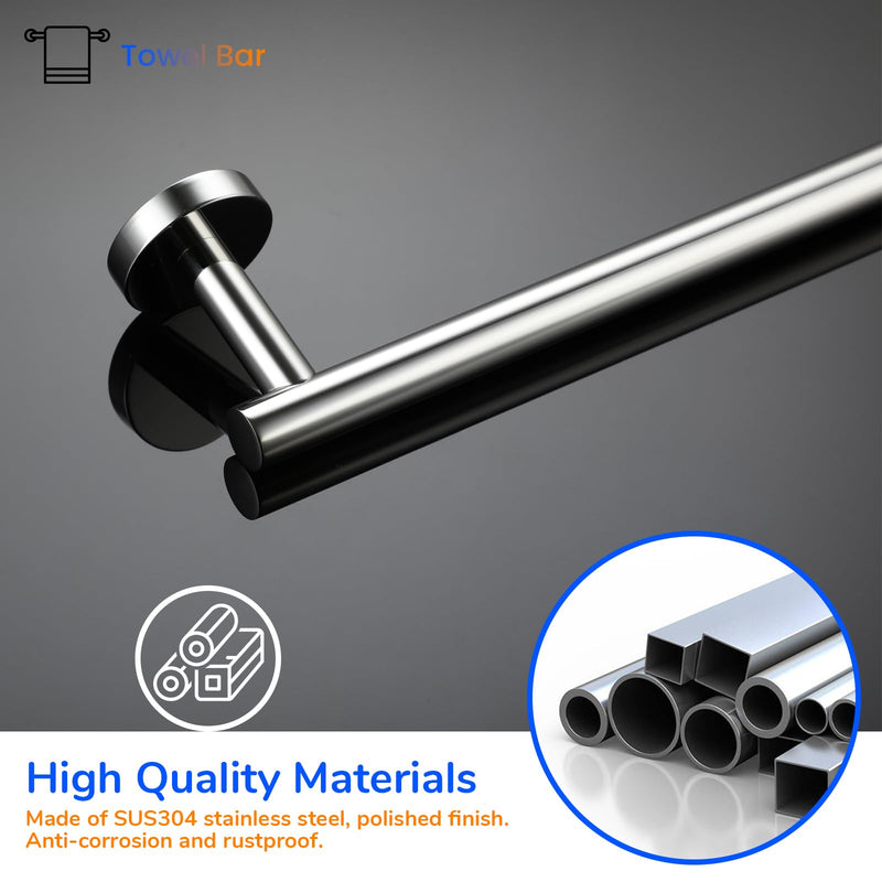 Miyili 9 Inches Hand Towel Bar Bathroom Towel Holder Kitchen Hanger SUS304 Stainless Steel Wall Mount, Polished Finish, A01C23A