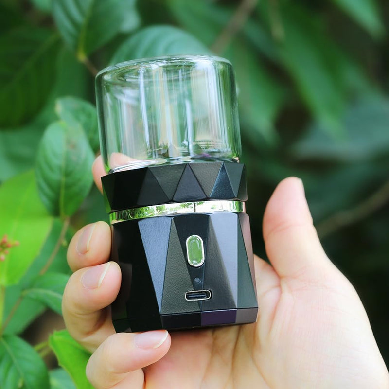 Mini Small Herb Grinder Electric, Spice Crusher With 2inx3.5inches 1.7oz/50ml Glass Jar, Portable Rechargeable Automatic