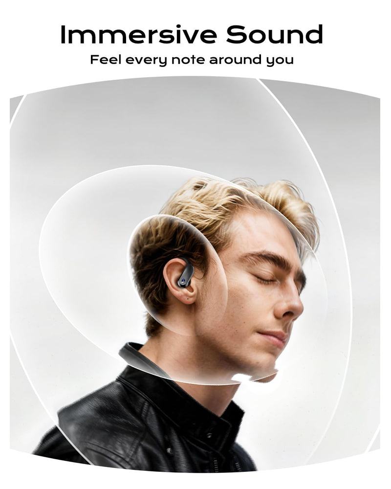 Wireless Earbuds,Bluetooth 5.4 Ear buds,Sport Headphones with Earhooks | IPX7 Waterproof Bluetooth Headphones,80H Playtime Earbuds,Noise Cancelling Mic for Earphones Running & Workout