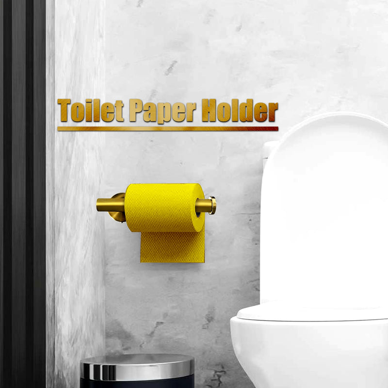 4Pcs Gold Bathroom Accessories Set, Brushed Gold Bathroom Hardware with Toilet Paper Holder,Towel Ring & Robe Hooks,Wall Mounted Stainless Steel Bathroom Hardware for Modern Home