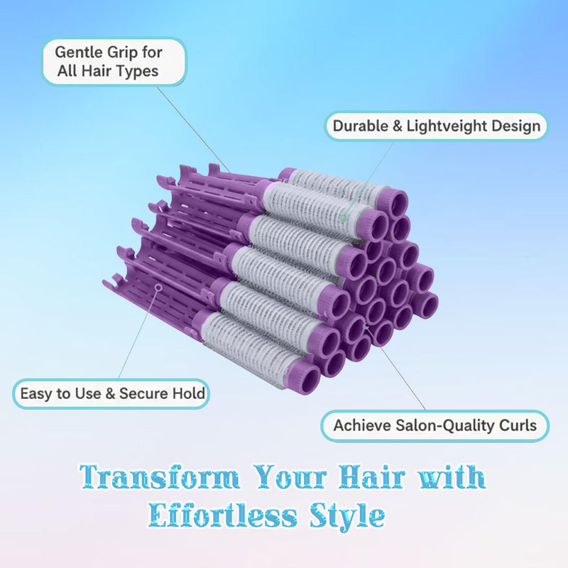 20pcs Hair Rollers Perming Rods, Fluffy Plush Hair Rollers Curler(Purple) | Plastic/Resin Perm Rods With Plush Lock Design For Comfy, Salon-Style Waves & Curls At Home Medium Purple 1 count (Pack of 20)