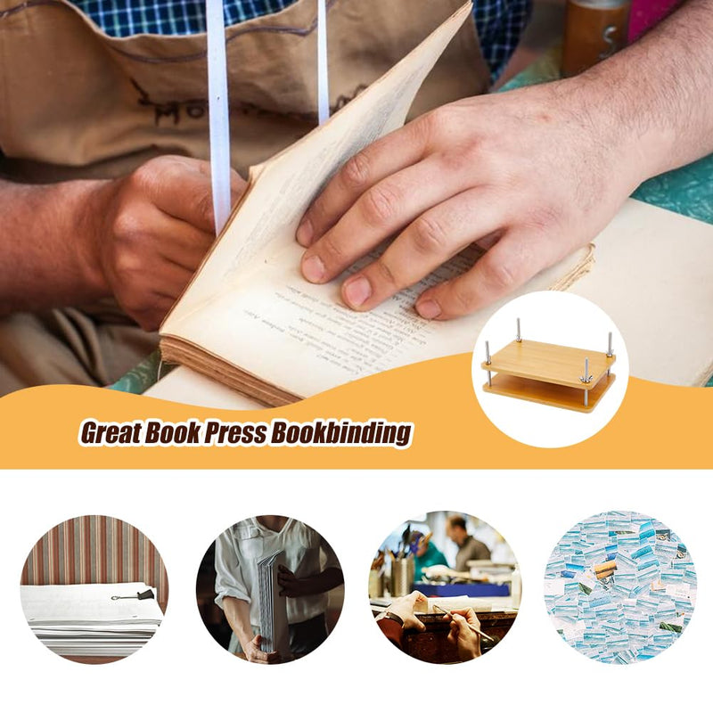 DICOSMETIC Book Press Bamboo Book Press Bookbinding Stable Book Binding Tool Manual Paper Press Handmade Book Binding 2 Floor Portable Book Binding Kit for DIY Bookbinding Easy Assemble (8.66"x5.94") 220x151x8mm
