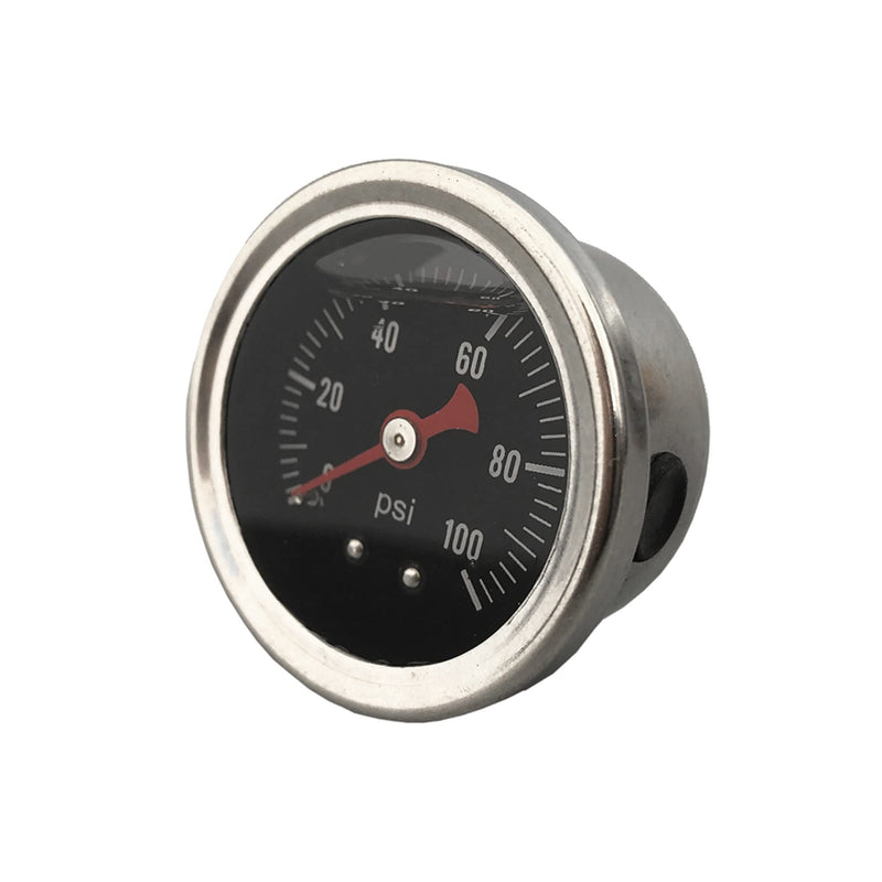 Universal Fuel Pressure Gauge Liquid 0-100psi Oil Press Gauge 1/8" NPT with an 6 Fuel Pressure Take Off Fitting 6an Adapter