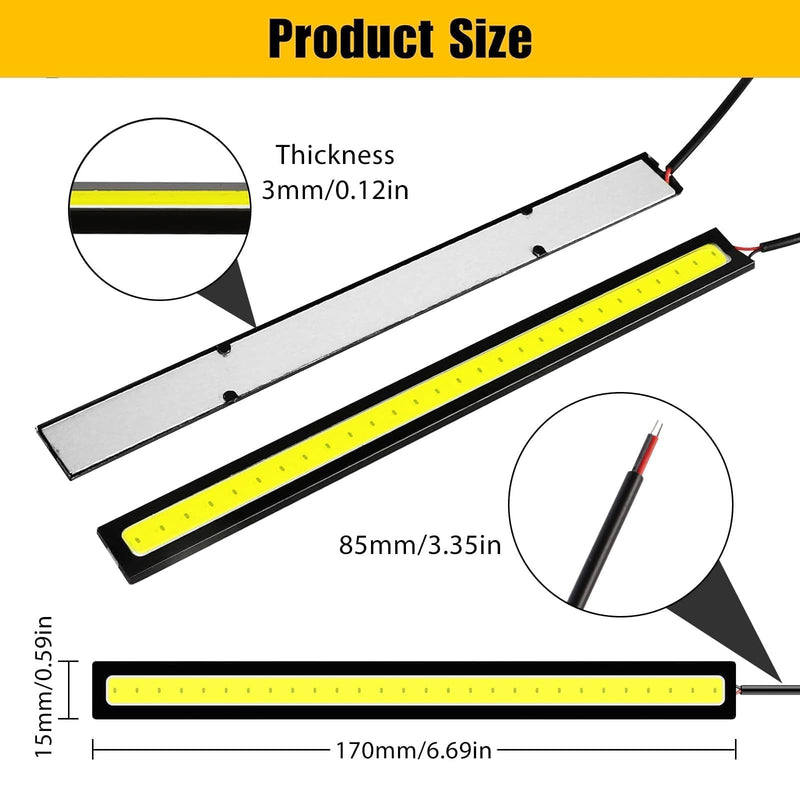 Linkstyle 12PCS 12V LED Interior Light Bar, Waterproof 28 LEDs COB Strip Light Super Bright Lights for Truck Boat Bike RV, White