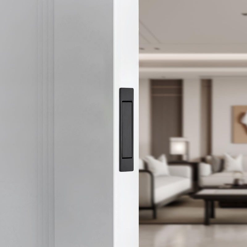JOY DECOR Pocket Door Pull Handle, Edge Pull, Matte Black Flush Mount for Sliding Doors (4 Pack) 4