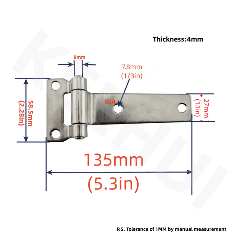 Pair of Stainless Steel 304 T-Shape Door Hatch Hinge L 5.3 in（135mm） for Container Vans Caravans Polish Marine Boat Hardware Counter Back Flap Hinges