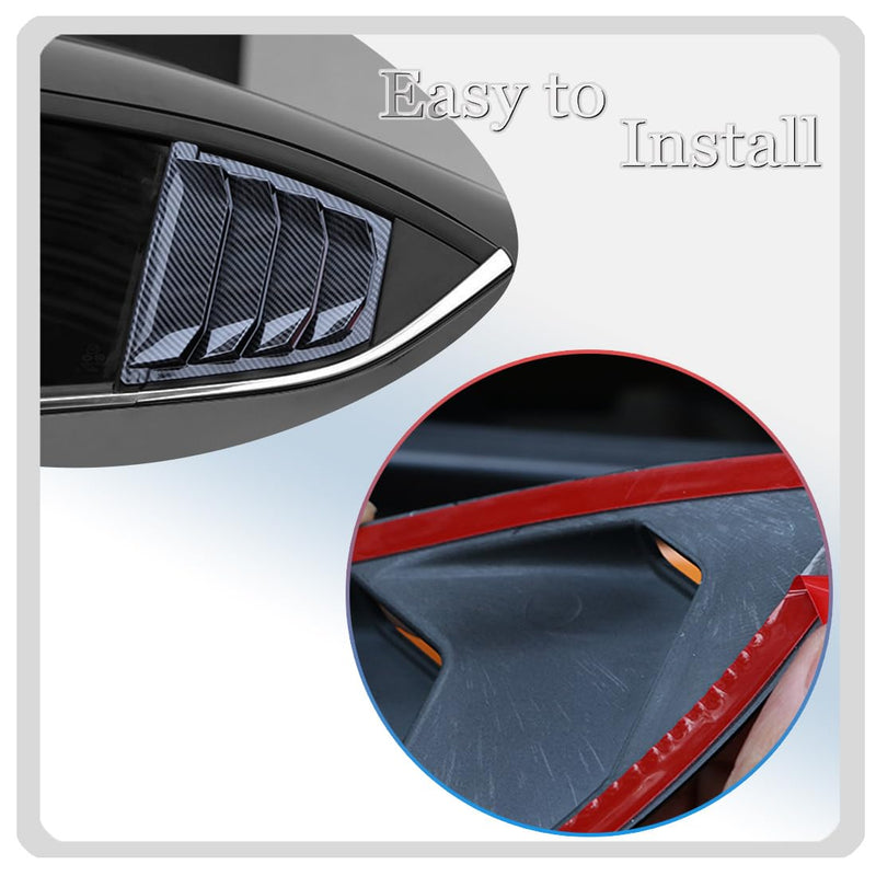 2Pcs Rear Side Window Louvers Air Vent Scoop Shades Cover Blinds Trim for MAZDA 3 Axela 2014 2015 2016 2017 2018 - ABS Carbon Fiber Sport Accessories.