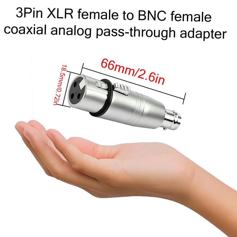 XLR to BNC Adapter, 3Pin XLR Female to BNC Female Coaxial Analog Video Connector Converter for Mixing Consoles, Video Systems, RF, Public Address