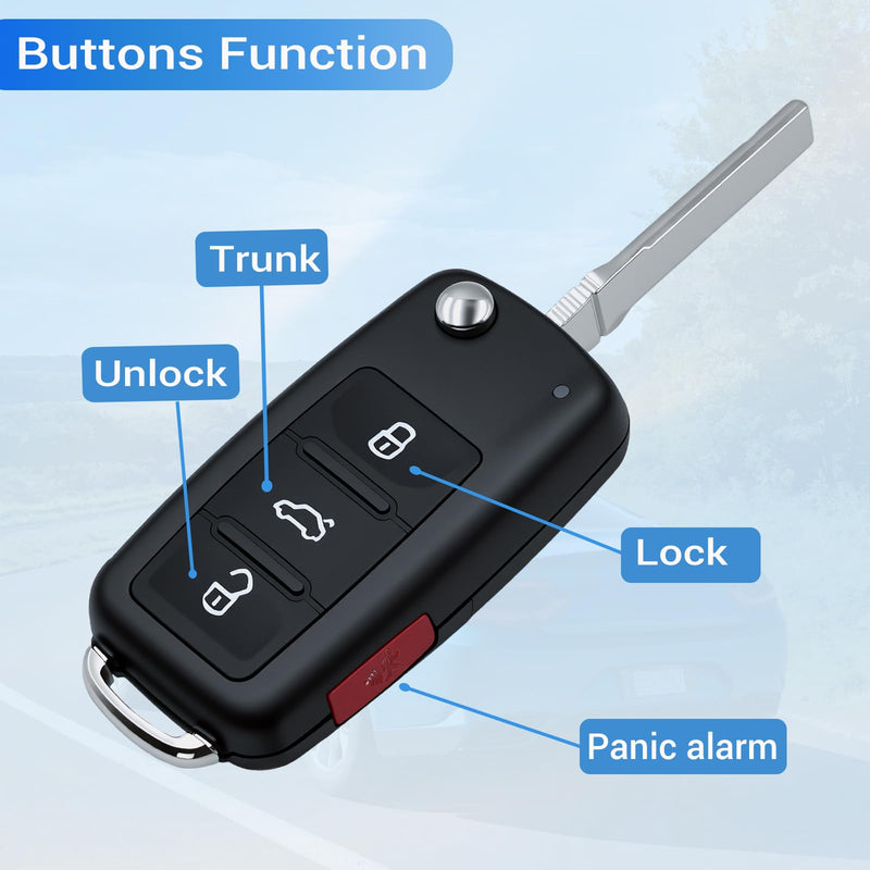 Key Fob Fit for Volkswagen Beetle 2012-2016 VW CC Eos Golf GTI Jetta Passat | Fits for VW Tiguan Touareg 2011 2012 2013 2014 2015 2016 Car Keyless Entry Remote Control NBG010180T 315 MHz