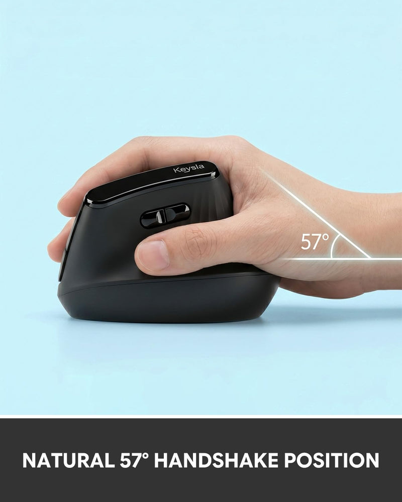 Ergonomic Wireless Mouse, Wireless Ergonomic Mouse for Right Hand Comfort, Ergonomic Mouse Wireless for Medium to Large Hands, Bluetooth & 2.4GHz USB-A Receiver, Quiet Clicks, for Office Laptop PC Mac Matte Black