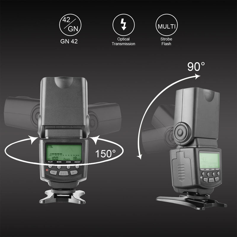 Meike MK430N TTL Camera Flash Speedlite with LCD Display for Nikon Cameras | For D7100 D5300 D5200 D3500 D3100 D600 D800 D3200 D90 D80 D300 D7500 D780 with Standard Hot Shoe